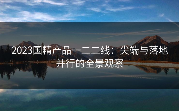 2023国精产品一二二线：尖端与落地并行的全景观察